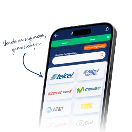 Mockup de app movil para vender recargas